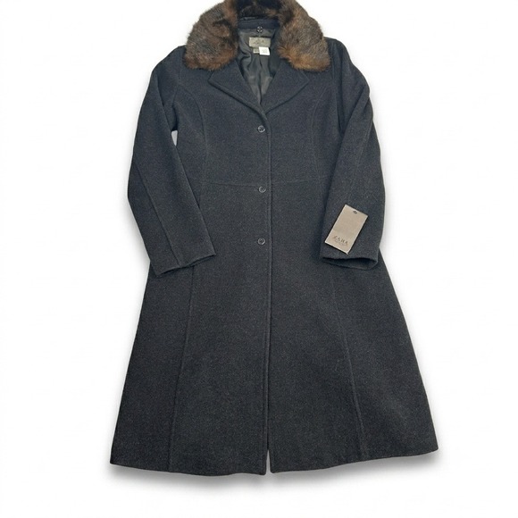 Zara Jackets & Blazers - NWT Zara Woman Wool Cashmere Blend Coat Faux Fur Collar Charcoal Grey Size 10